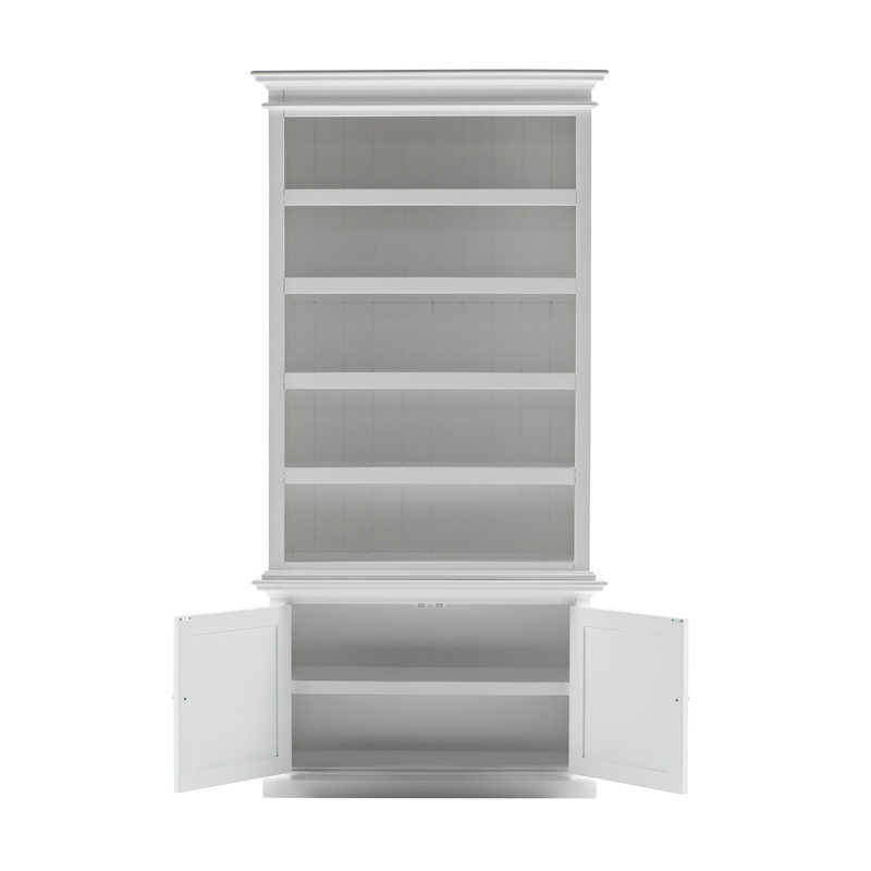 Beaumont Lane Mahogany Wood Single-Bay Hutch with 5 Shelves in White