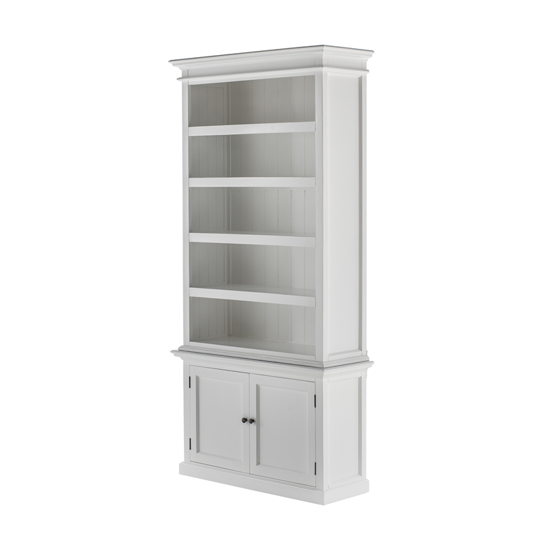 Beaumont Lane Mahogany Wood Single-Bay Hutch with 5 Shelves in White