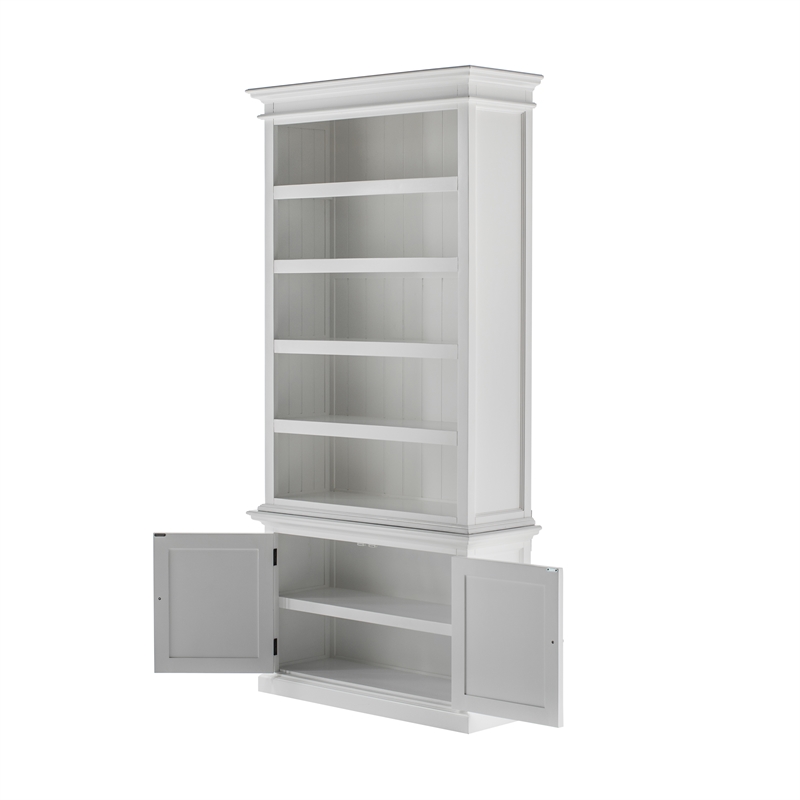 Beaumont Lane Mahogany Wood Single-Bay Hutch with 5 Shelves in White