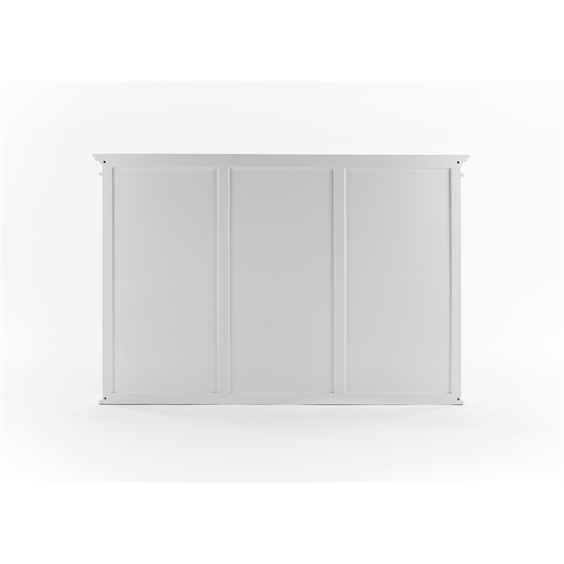 Beaumont Lane Solid Wood Hutch Unit with 12 Shelves and 6 Glass Doors in White