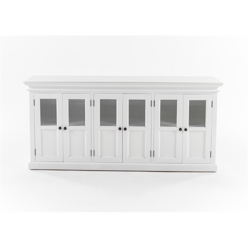 Beaumont Lane Solid Wood Hutch Unit with 12 Shelves and 6 Glass Doors in White