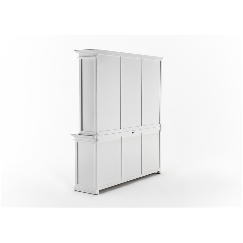 Beaumont Lane Solid Wood Hutch Unit with 12 Shelves and 6 Glass Doors in White