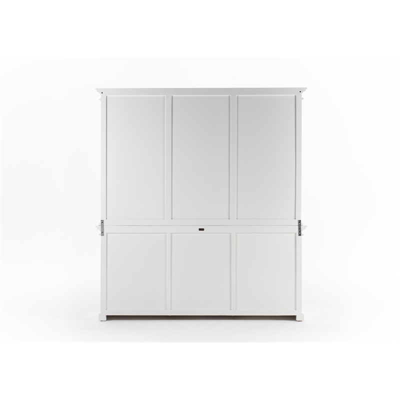 Beaumont Lane Solid Wood Hutch Unit with 12 Shelves and 6 Glass Doors in White