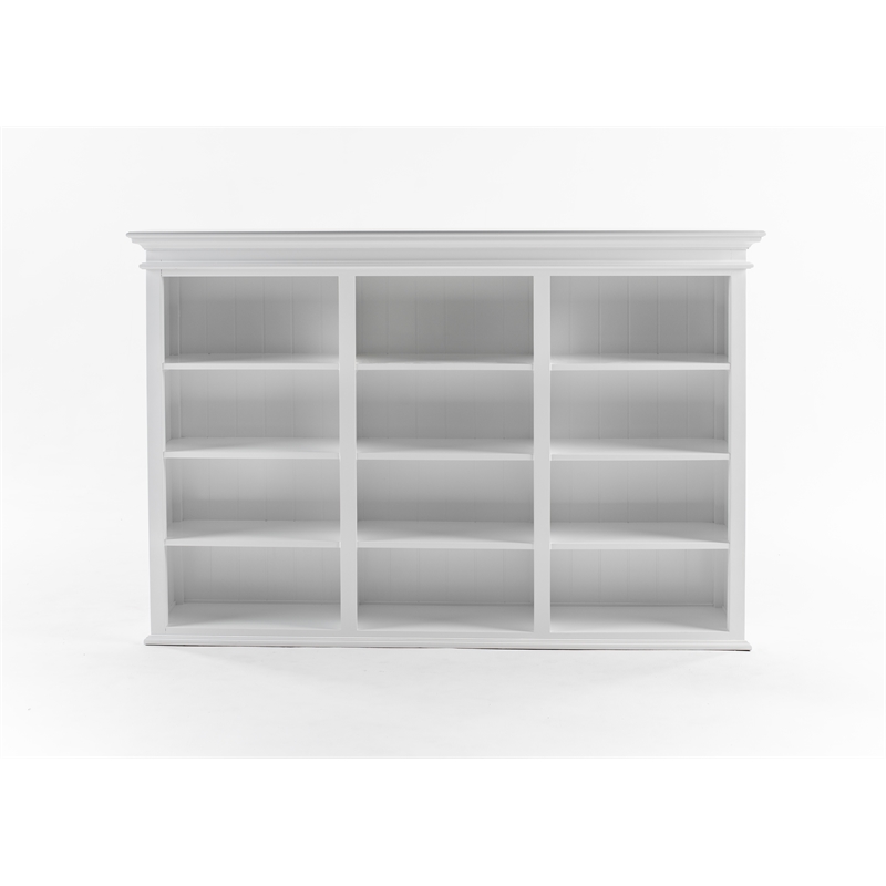 Beaumont Lane Solid Wood Hutch Unit with 12 Shelves and 6 Glass Doors in White