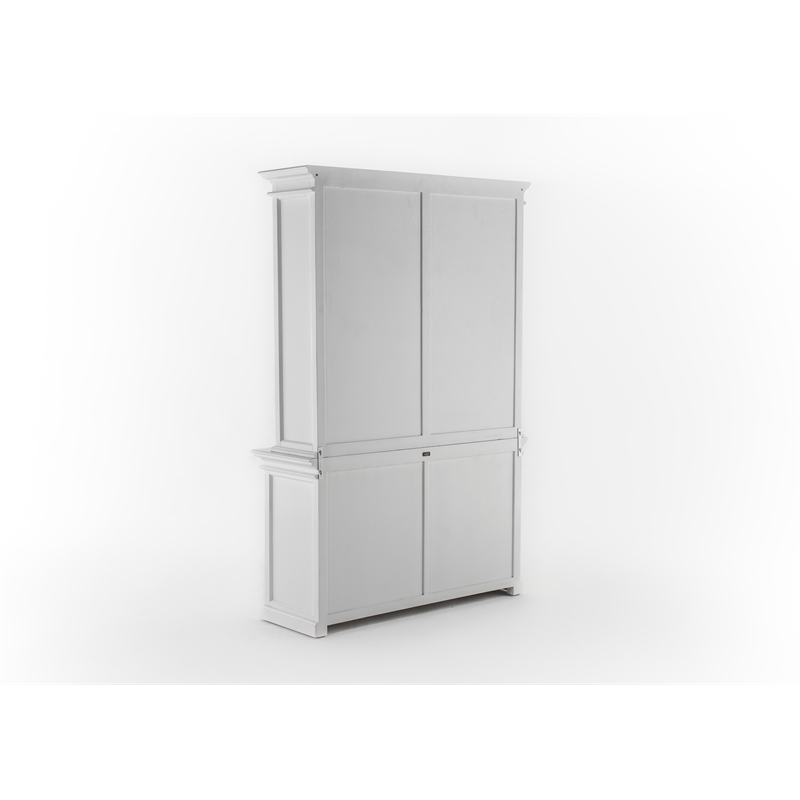 Beaumont Lane Solid Wood Hutch Unit with 8 Shelves and 4 Glass Doors in White