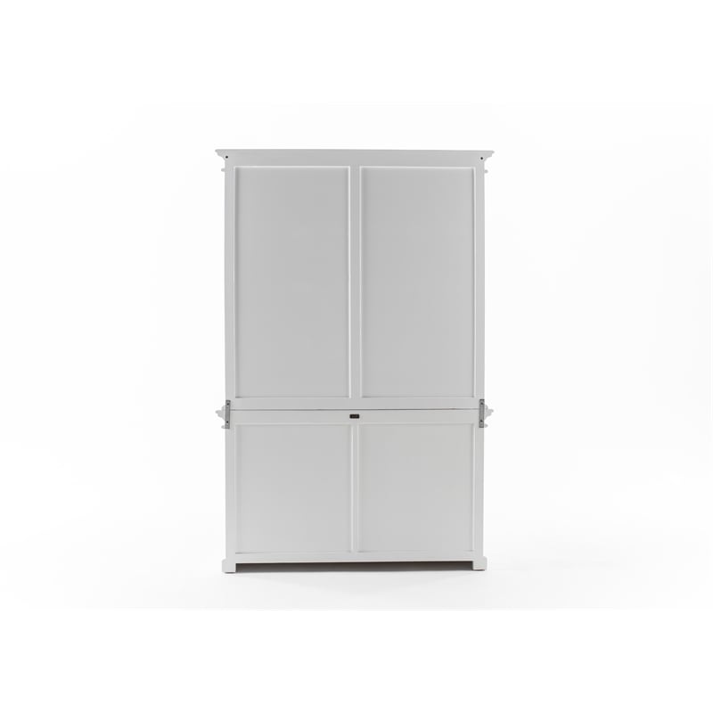 Beaumont Lane Solid Wood Hutch Unit with 8 Shelves and 4 Glass Doors in White