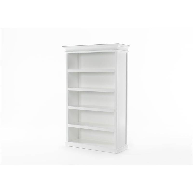 Beaumont Lane Solid Mahogany Bookcase with 5 Fixed Shelves in White