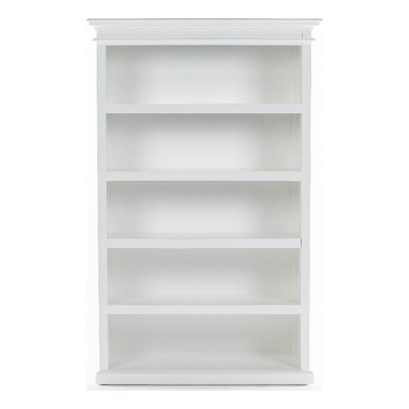 Beaumont Lane Solid Mahogany Bookcase with 5 Fixed Shelves in White