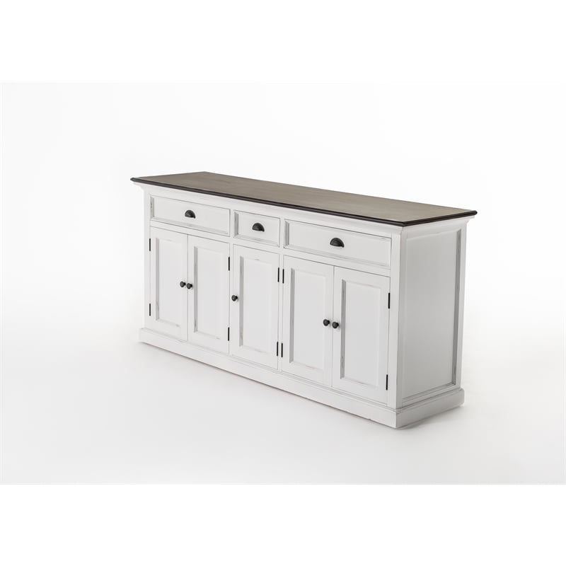 Beaumont Lane Farmhouse Buffet with 5 Doors 3 Drawers in White and Brown
