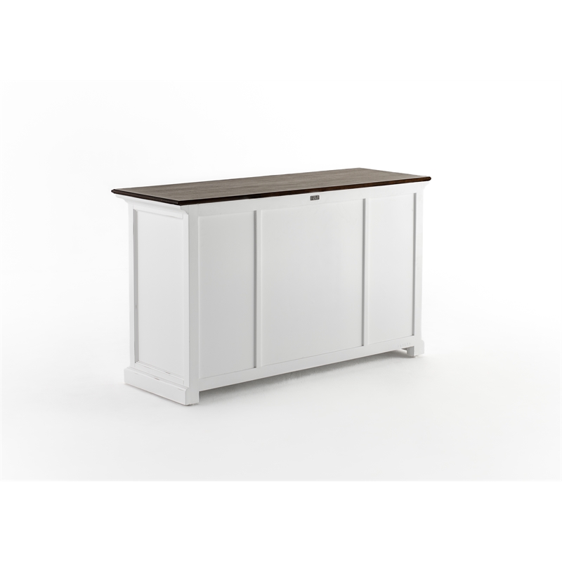 Beaumont Lane Solid Wood Buffet with 4 Doors 3 Drawers in White and Brown