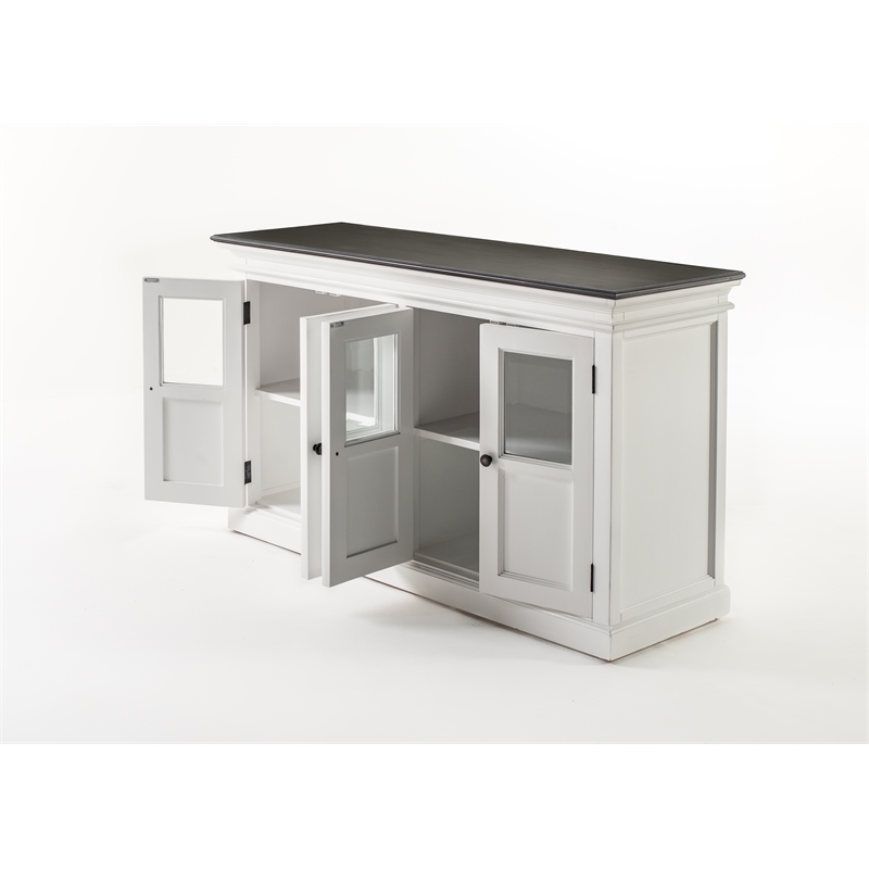 Beaumont Lane Mahogany Buffet with 4 Bevelled Glass Doors in White and Black