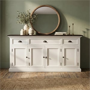 Beaumont Lane Buffet Console Table with 3 Drawers in White and Black