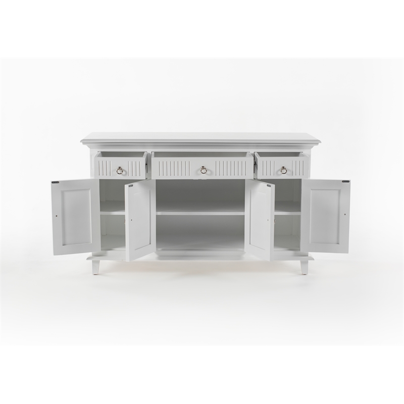Beaumont Lane Solid Wood Buffet with 4 Doors 3 Drawers in White