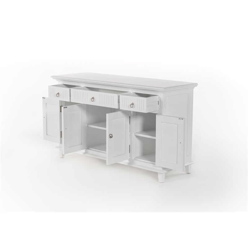 Beaumont Lane Solid Wood Buffet with 4 Doors 3 Drawers in White