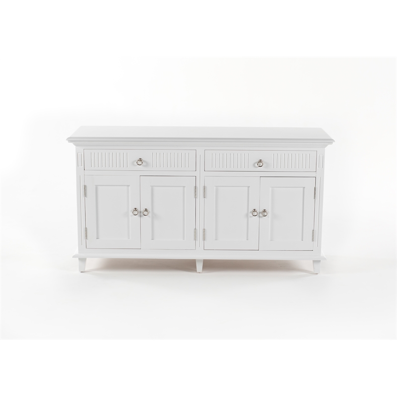 Beaumont Lane Solid Wood Hutch Bookcase Unit with Shelves and Drawers in White