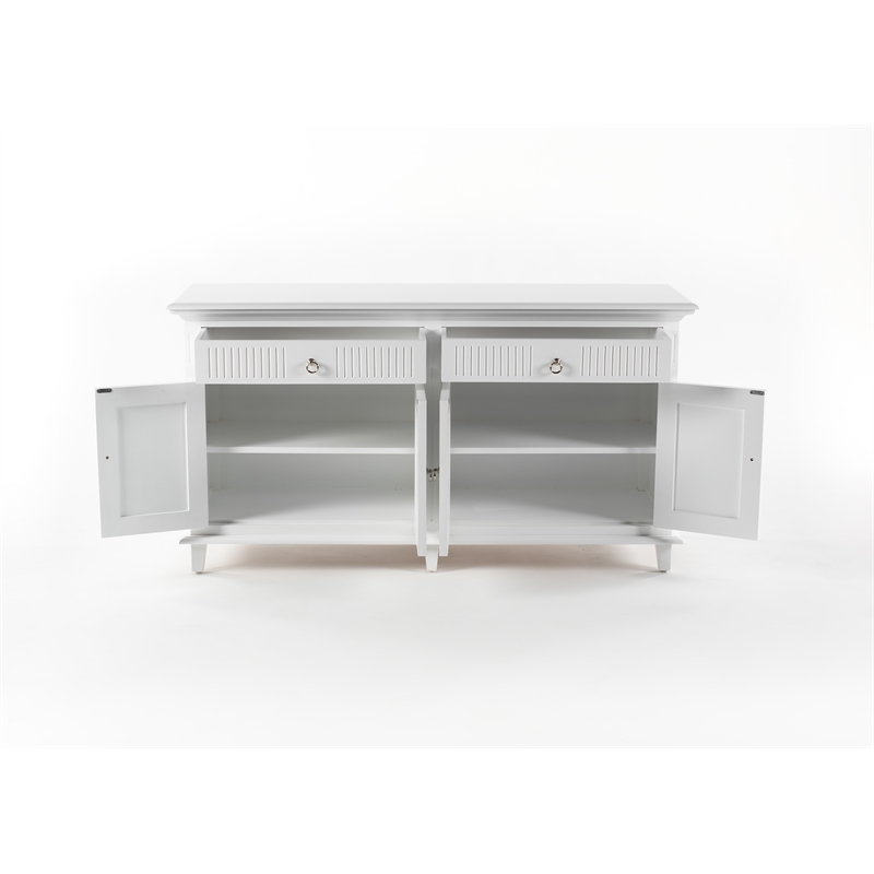 Beaumont Lane Solid Wood Hutch Bookcase Unit with Shelves and Drawers in White