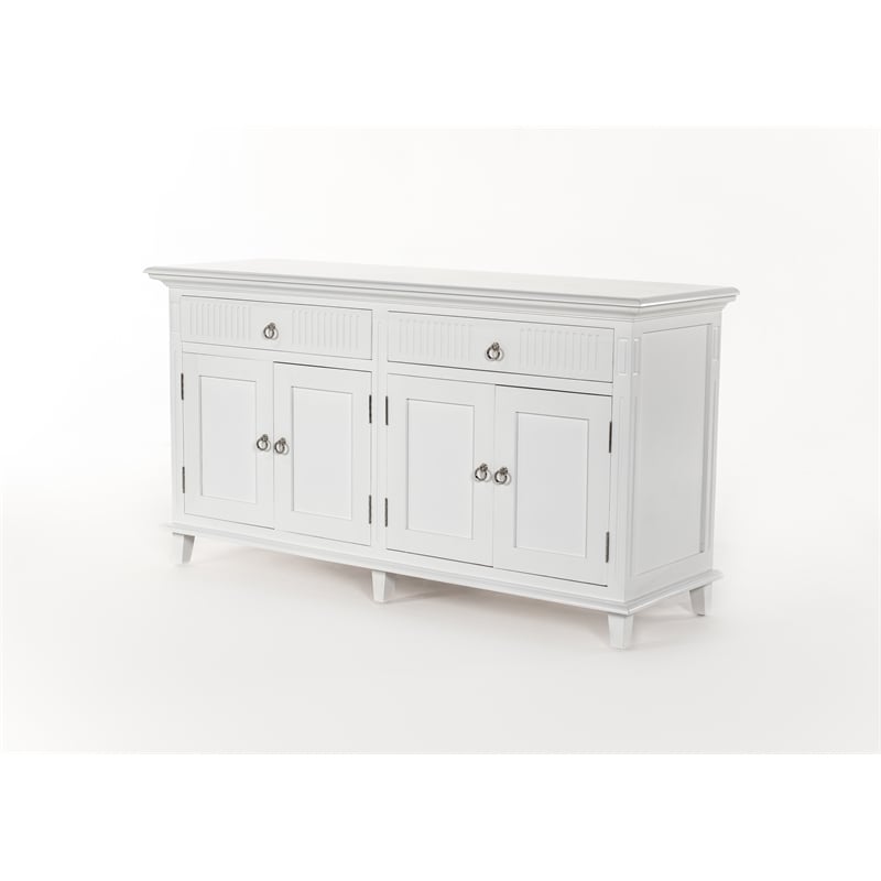 Beaumont Lane Solid Wood Hutch Bookcase Unit with Shelves and Drawers in White