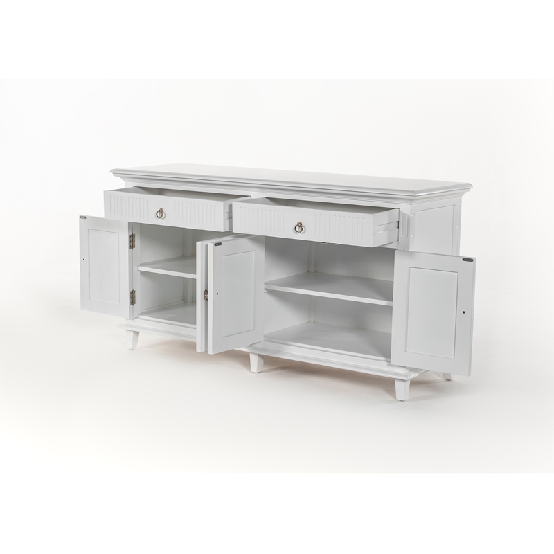 Beaumont Lane Solid Wood Hutch Bookcase Unit with Shelves and Drawers in White