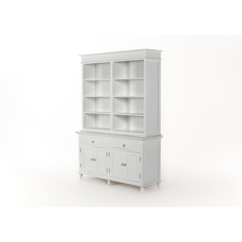 Beaumont Lane Solid Wood Hutch Bookcase Unit with Shelves and Drawers in White