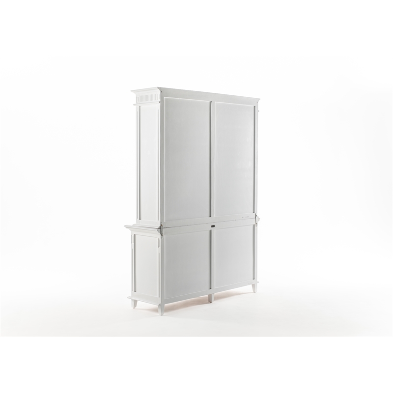 Beaumont Lane Solid Wood Hutch Bookcase Unit with Shelves and Drawers in White