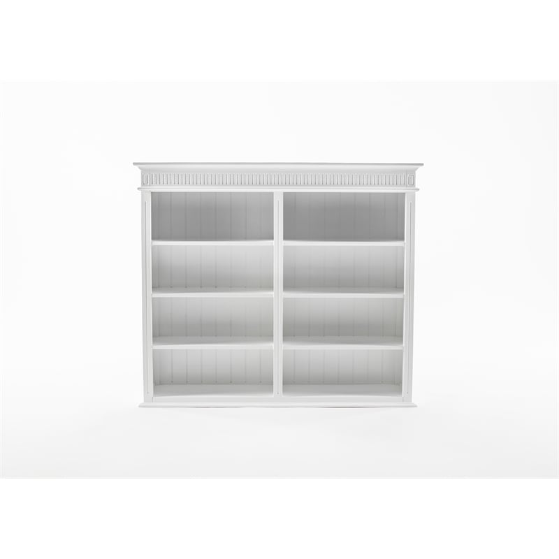 Beaumont Lane Solid Wood Hutch Bookcase Unit with Shelves and Drawers in White