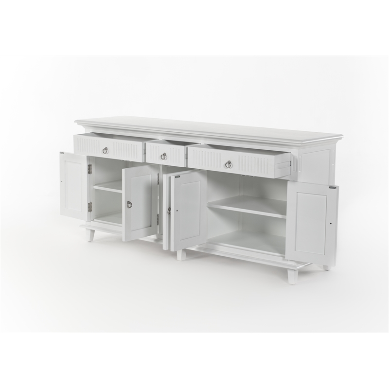 Beaumont Lane Kitchen Hutch Cabinet with 5 Doors 3 Drawers in White