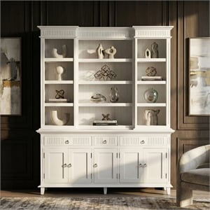 Beaumont Lane Kitchen Hutch Cabinet with 5 Doors 3 Drawers in White