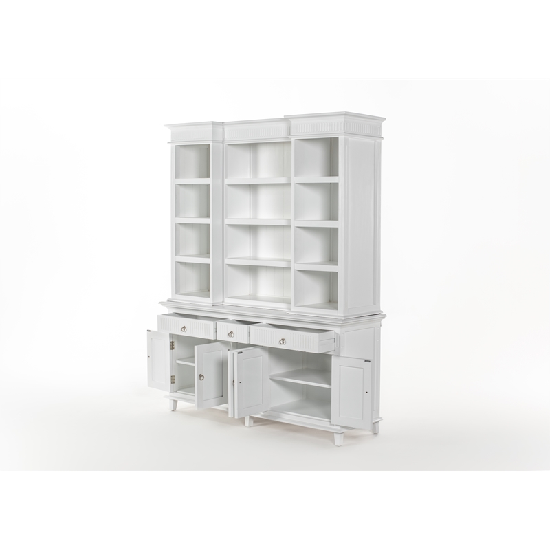 Beaumont Lane Kitchen Hutch Cabinet with 5 Doors 3 Drawers in White