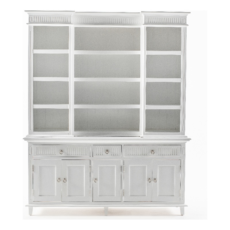 Beaumont Lane Kitchen Hutch Cabinet with 5 Doors 3 Drawers in White
