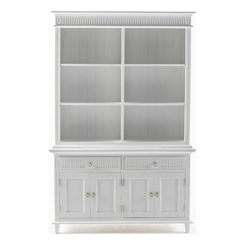 Beaumont Lane Hutch Unit with 6 Shelves and Groove Detailing in White