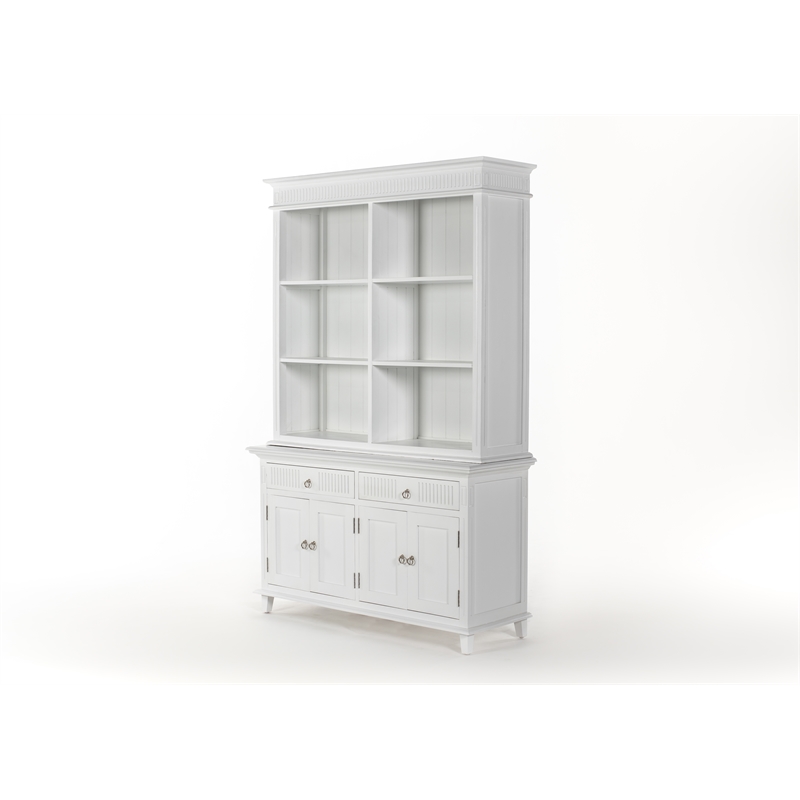 Beaumont Lane Hutch Unit with 6 Shelves and Groove Detailing in White