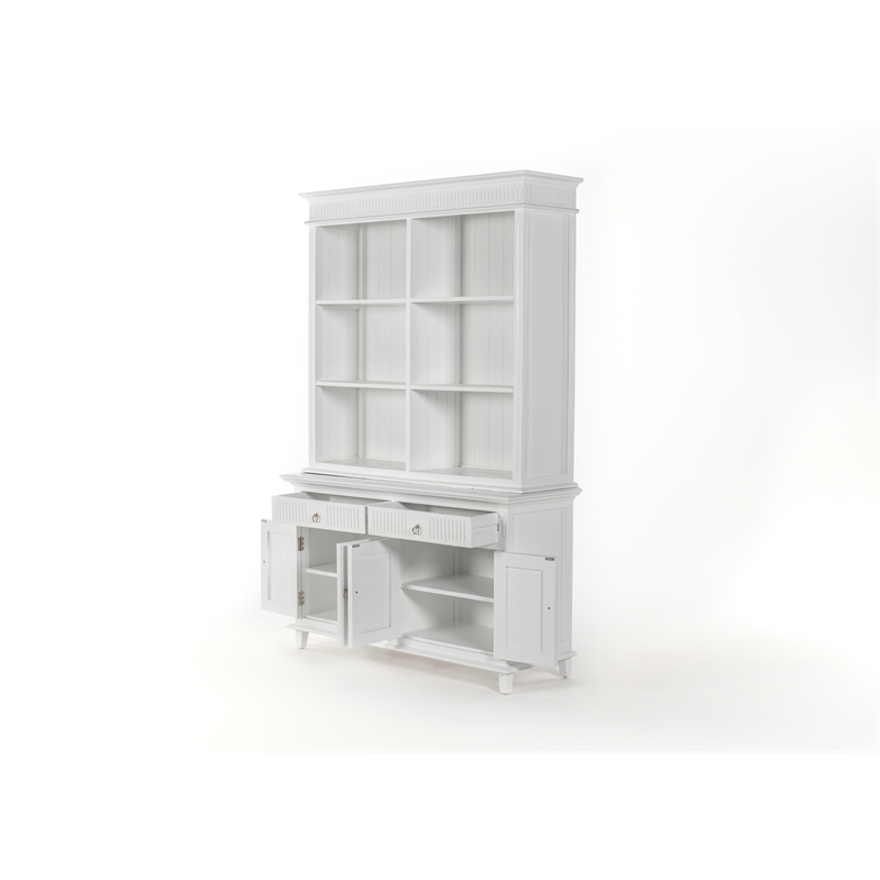 Beaumont Lane Hutch Unit with 6 Shelves and Groove Detailing in White