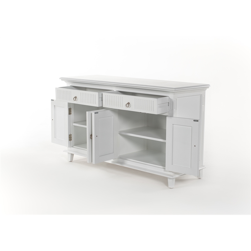 Beaumont Lane Hutch Unit with 6 Shelves and Groove Detailing in White