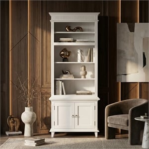 Beaumont Lane Single-Bay Solid Wood Hutch Unit with Adjustable Shelves in White