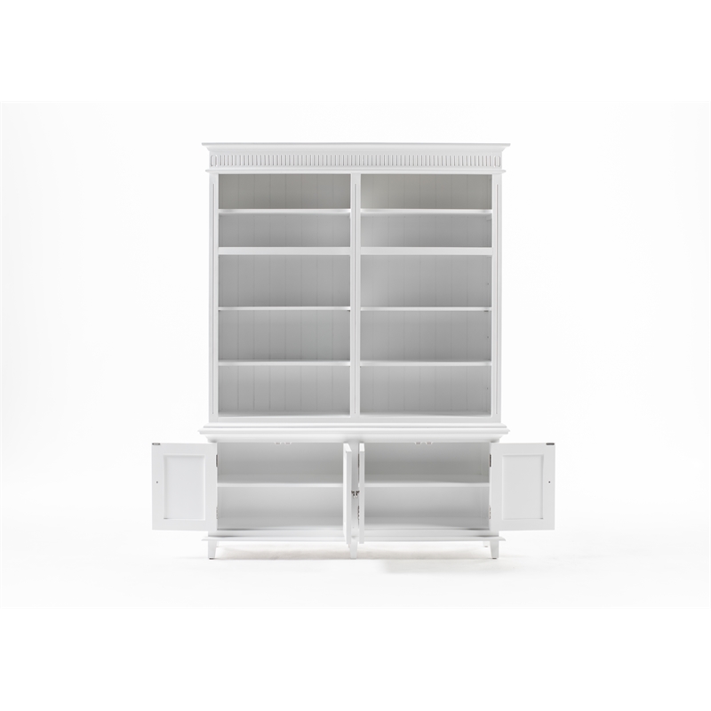 Beaumont Lane Double-Bay Solid Wood Hutch Unit with Adjustable Shelves in White