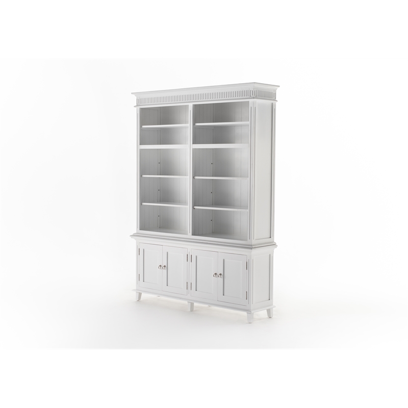 Beaumont Lane Double-Bay Solid Wood Hutch Unit with Adjustable Shelves in White