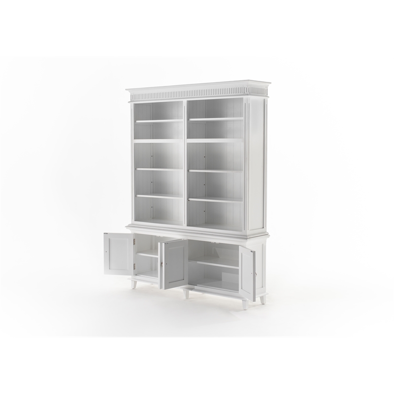 Beaumont Lane Double-Bay Solid Wood Hutch Unit with Adjustable Shelves in White