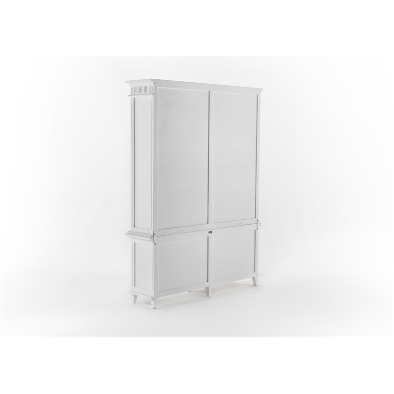 Beaumont Lane Double-Bay Solid Wood Hutch Unit with Adjustable Shelves in White