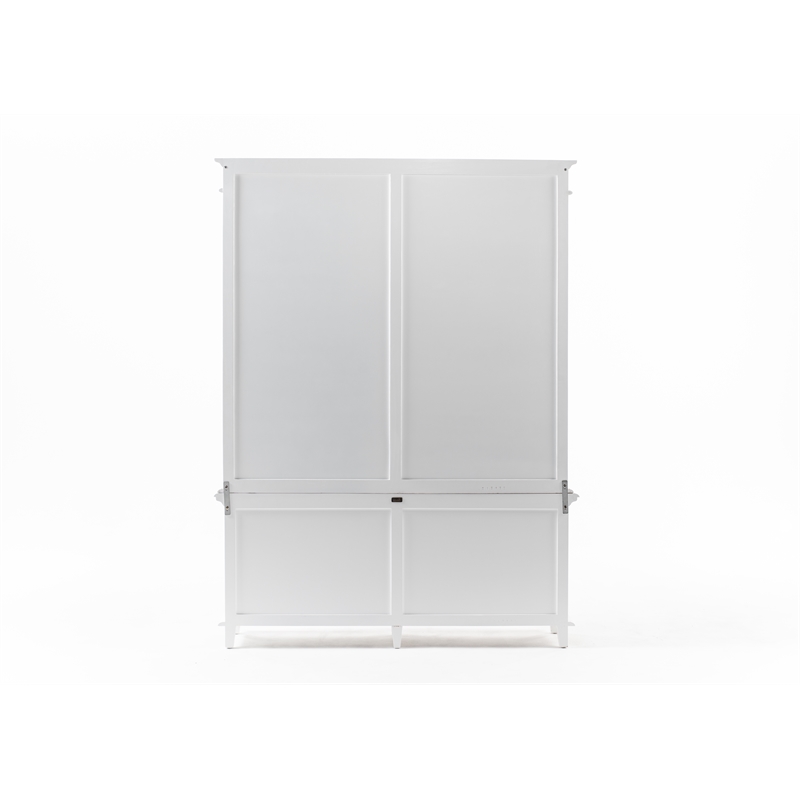 Beaumont Lane Double-Bay Solid Wood Hutch Unit with Adjustable Shelves in White