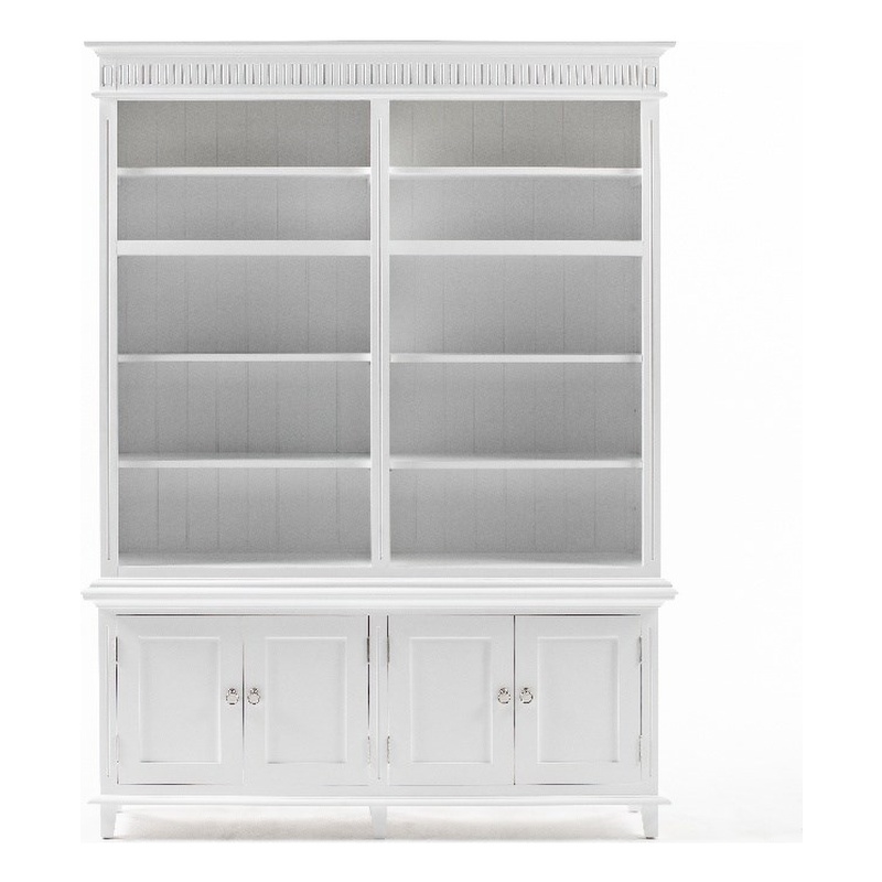 Beaumont Lane Double-Bay Solid Wood Hutch Unit with Adjustable Shelves in White