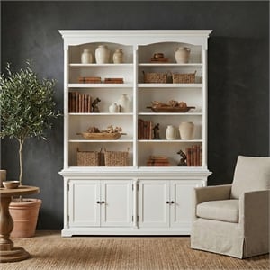 Beaumont Lane Double-Bay Hutch Unit with Adjustable Shelving in Classic White