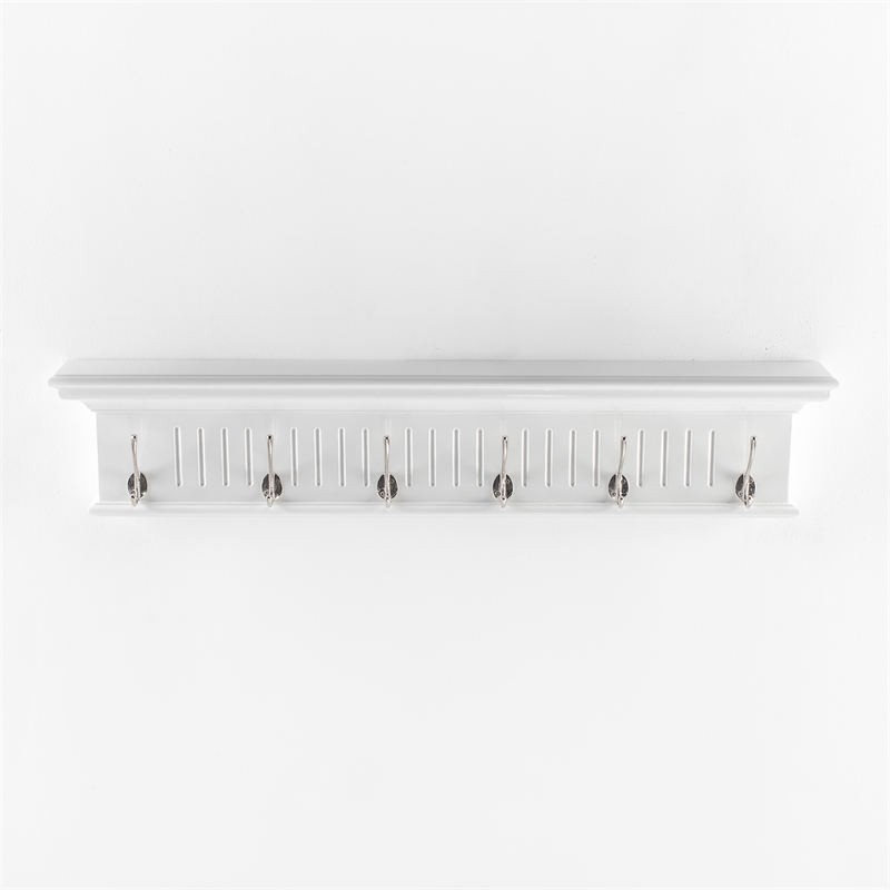 Beaumont Lane 6 Hook Grooved Solid Mahogany Coat Rack in Pure White