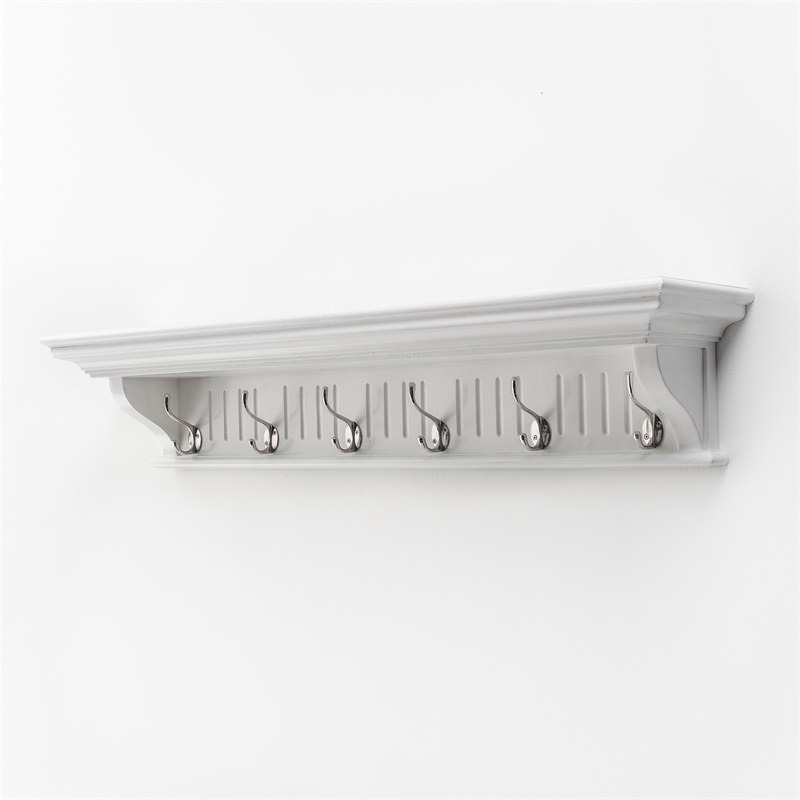 Beaumont Lane 6 Hook Grooved Solid Mahogany Coat Rack in Pure White