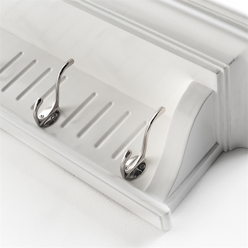 Beaumont Lane 6 Hook Grooved Solid Mahogany Coat Rack in Pure White