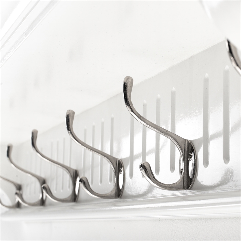 Beaumont Lane 6 Hook Grooved Solid Mahogany Coat Rack in Pure White