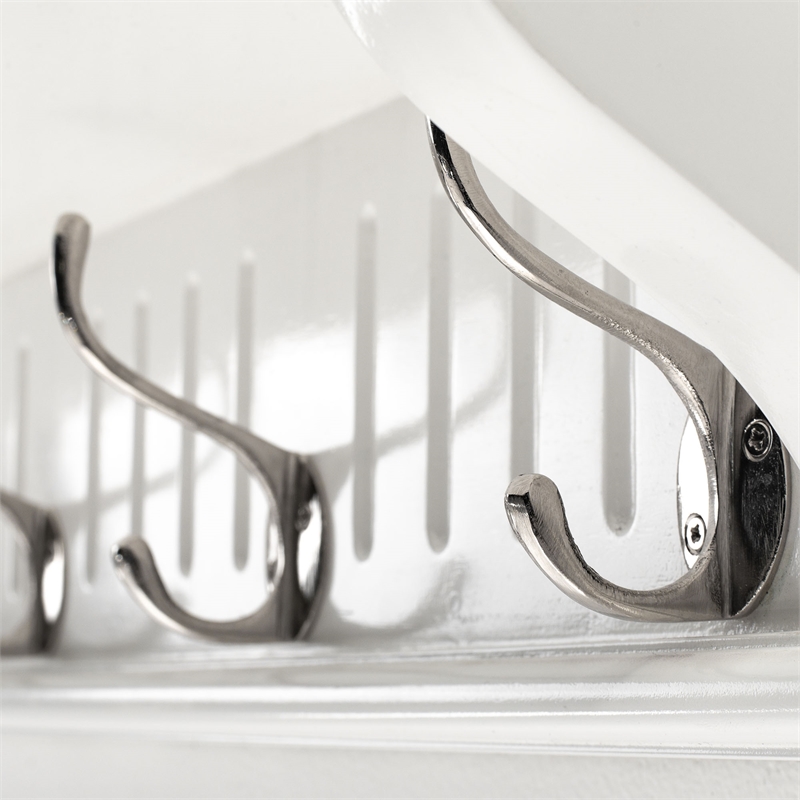Beaumont Lane 6 Hook Grooved Solid Mahogany Coat Rack in Pure White
