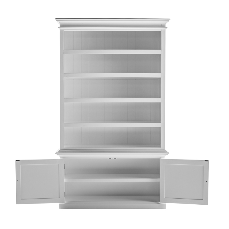 Beaumont Lane Mahogany Wood Single-Bay Hutch with 5 Shelves in White
