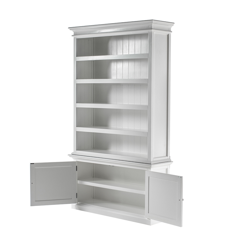 Beaumont Lane Mahogany Wood Single-Bay Hutch with 5 Shelves in White