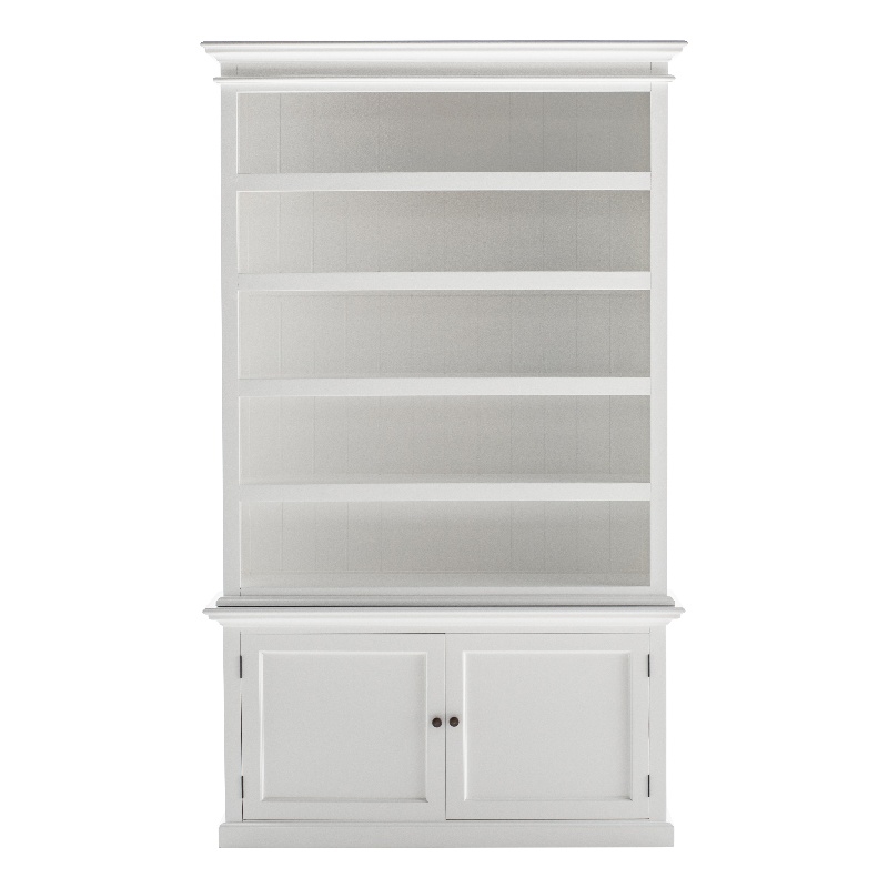 Beaumont Lane Mahogany Wood Single-Bay Hutch with 5 Shelves in White