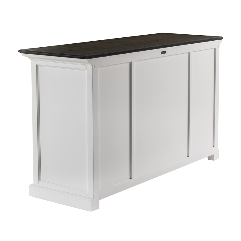 Beaumont Lane Mahogany Wood Buffet with 4 Doors 3 Drawers and Glass in White